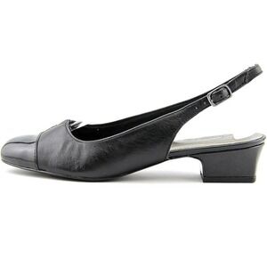 Trotters Dea Black Slingback Leather Pump Womens 6 Wide New